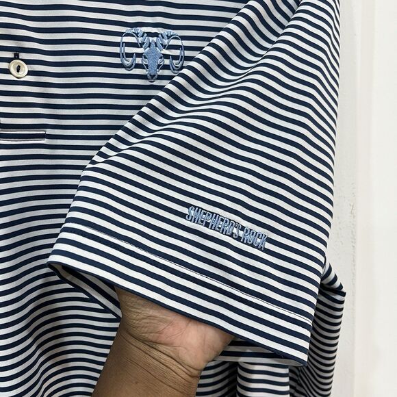 Peter Millar Shepherd’s Rock Summer Comfort Golf Polo Shirt Blue Striped 3XL - Picture 4 of 6